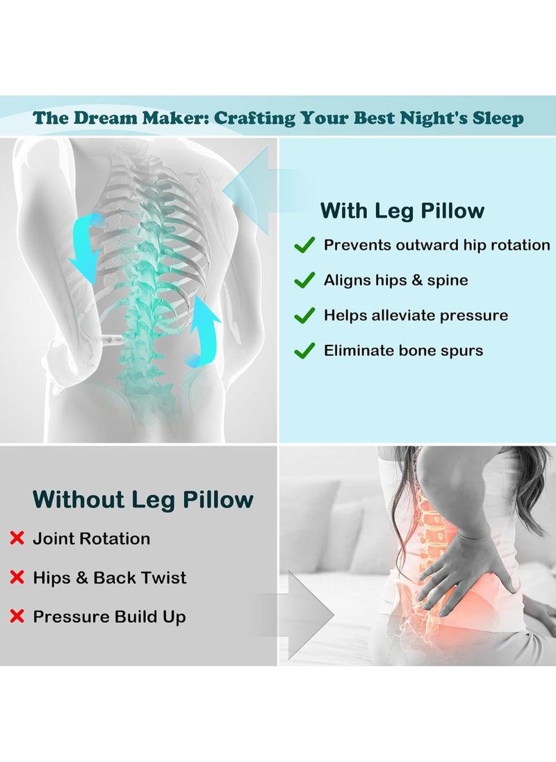 Knee Pillow,Knee Pillow for Sleeping On Side,with Elastic Strap,Relief from Pressure,2-in-1 Design Knee Support Pillow, for Spine Alignment/Hip/Back & Joint Pain Relief.