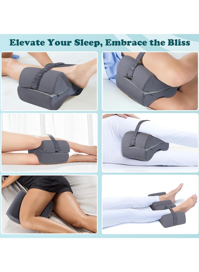 Knee Pillow,Knee Pillow for Sleeping On Side,with Elastic Strap,Relief from Pressure,2-in-1 Design Knee Support Pillow, for Spine Alignment/Hip/Back & Joint Pain Relief.