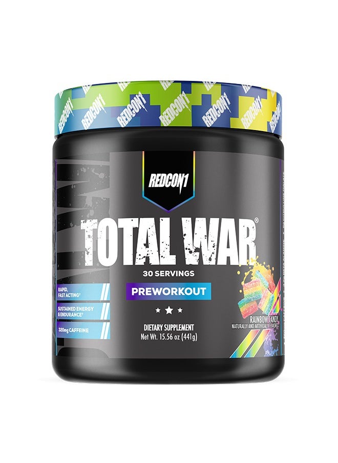 Redcon1 Total War - Pre Workout, 30 Servings (Rainbow Candy)