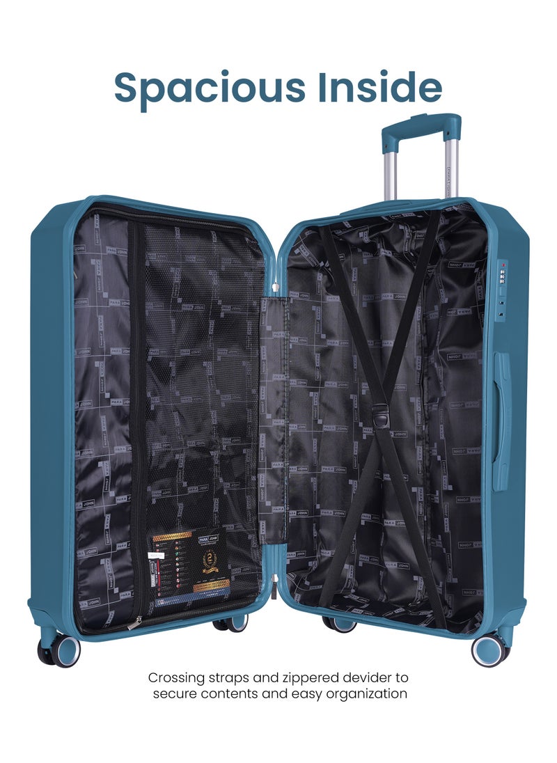 Crystaline ABS Luggage Trolley Set-3 Pcs -BLUE