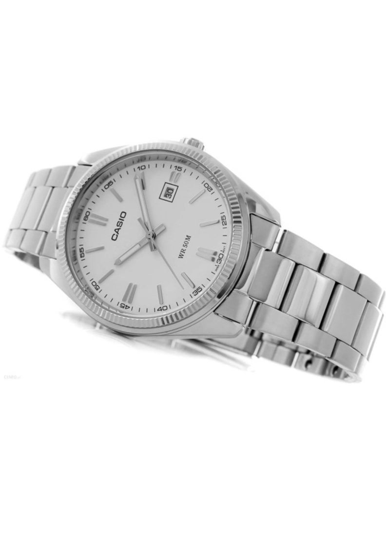 Casio Men's Watch - MTP-1302PD-7AVEF White Dial, Silver Band