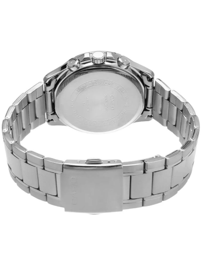 CASIO Men's watch MTP-1374D-7A2VDF White dial, Silver chain