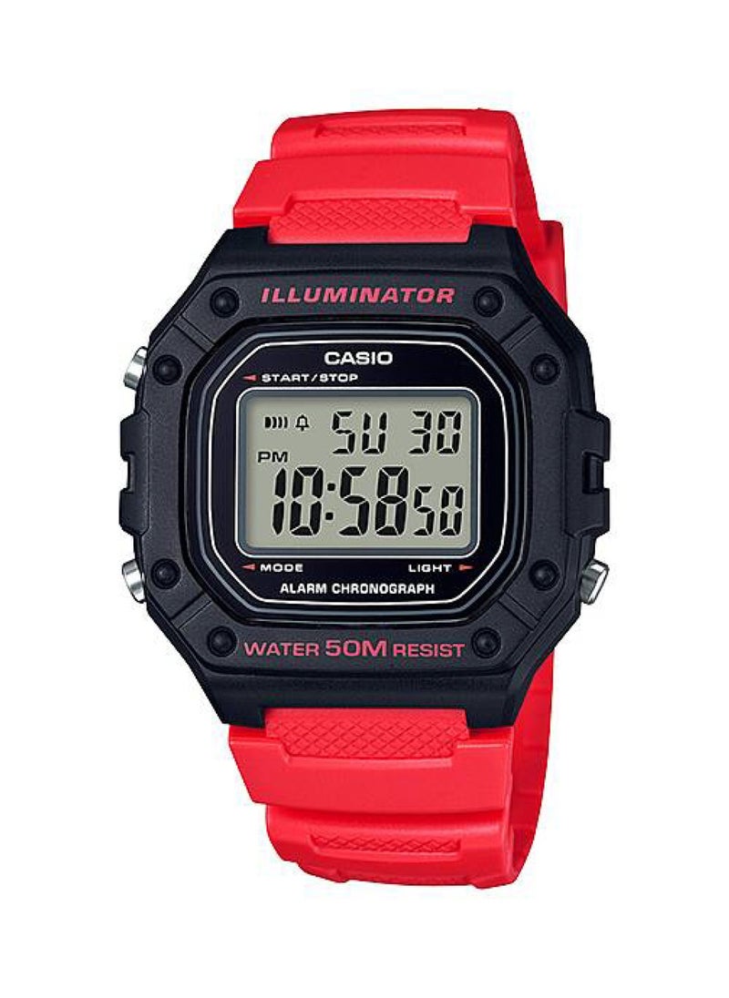 Men's Youth Digital Watch W-218H-4BVDF - 43 mm - Black/Red