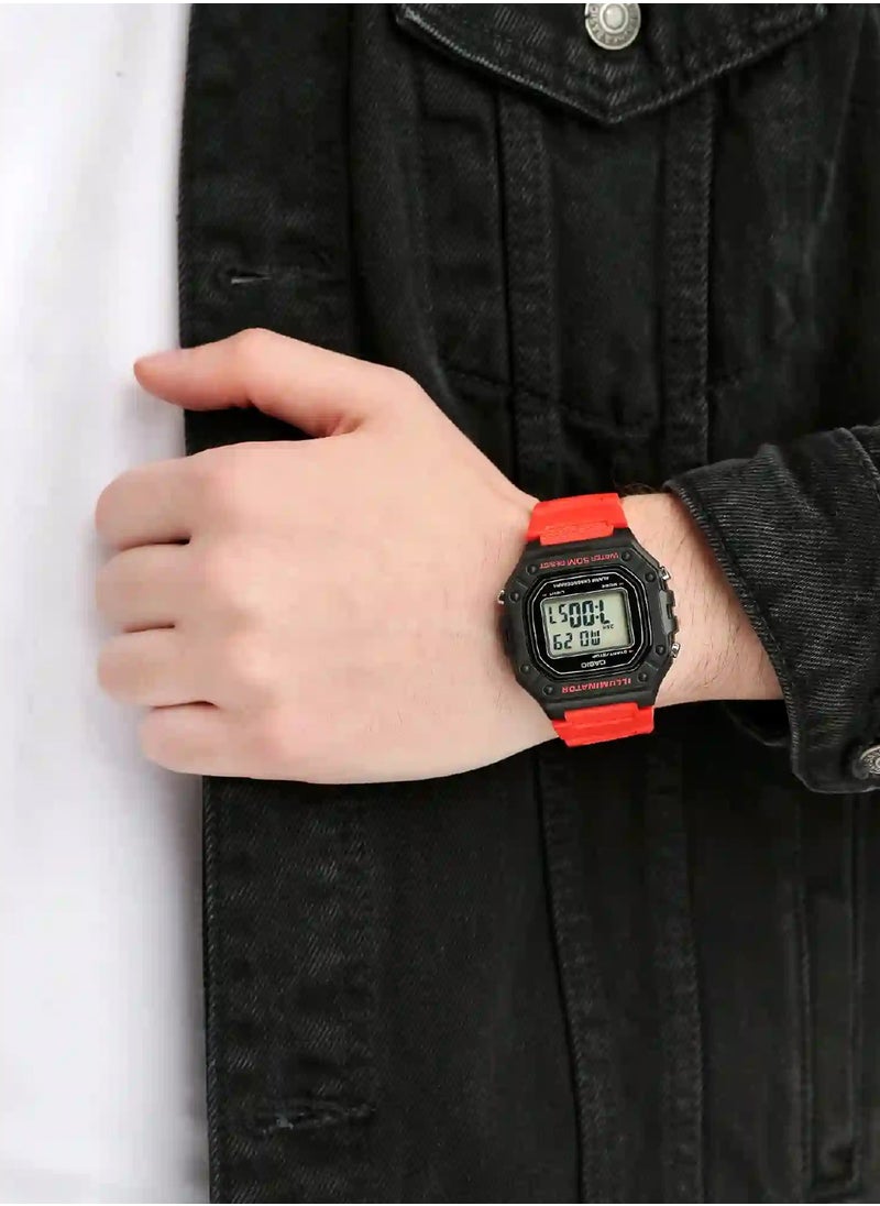 Men's Youth Digital Watch W-218H-4BVDF - 43 mm - Black/Red