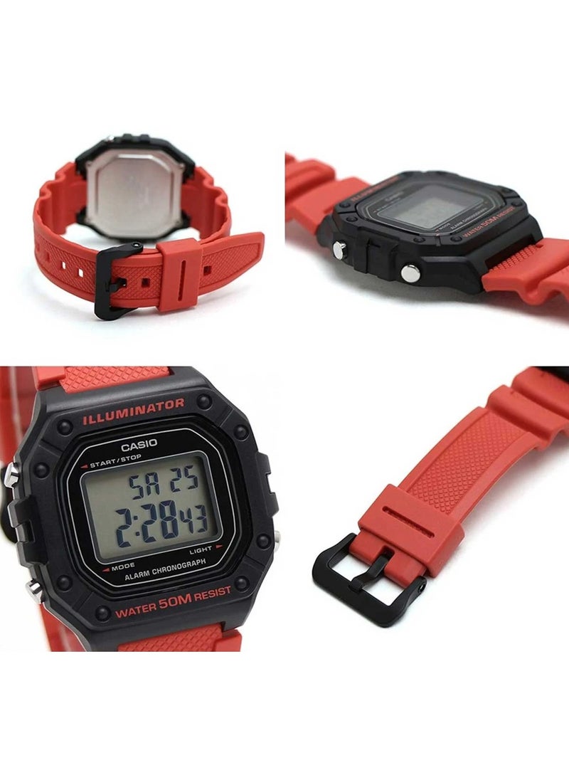 Men's Youth Digital Watch W-218H-4BVDF - 43 mm - Black/Red