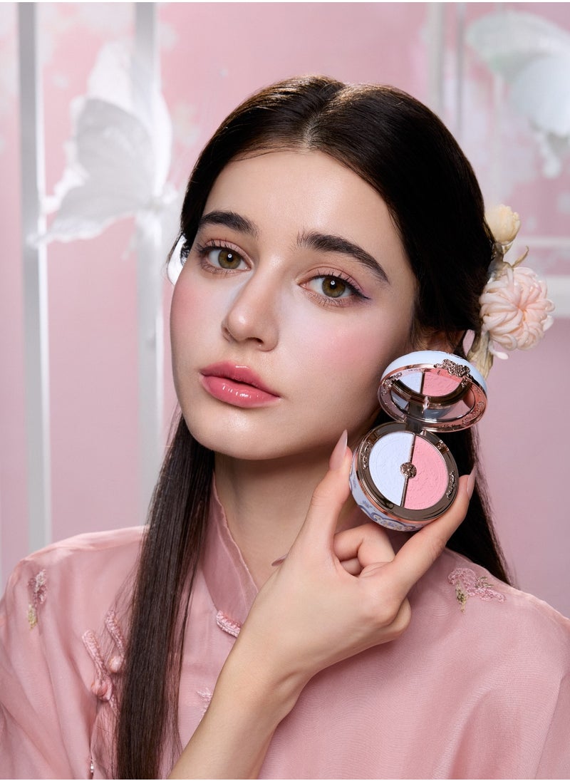 Butterfly Cloud Collar Rouge Box Highlighting & Blush Duo Powder Natural Finish 2-in-1 Highlighter And Blusher-02 Seaborne Moon