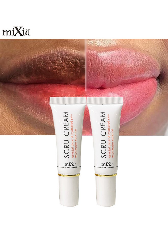 2PCS Lip Magic Lighten Scrub Cream, Dark Black Lip Removal Exfoliation Pigmentation, Fade Dull Pink Lip Balm Brighten, Anti-Crack Moisturizing, Smooth Lips, Gentle Exfoliator For Chapped And Dry Lips