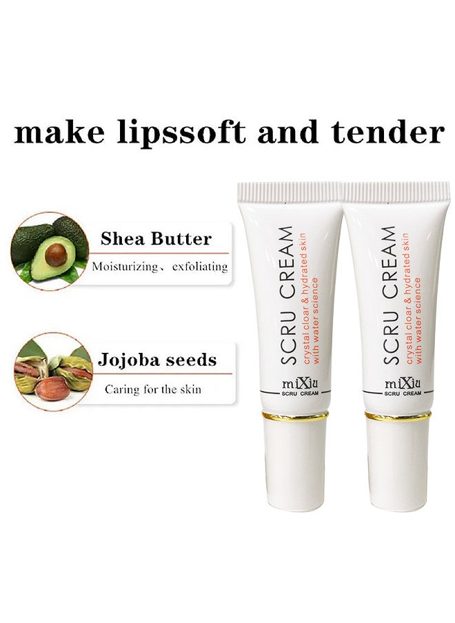 2PCS Lip Magic Lighten Scrub Cream, Dark Black Lip Removal Exfoliation Pigmentation, Fade Dull Pink Lip Balm Brighten, Anti-Crack Moisturizing, Smooth Lips, Gentle Exfoliator For Chapped And Dry Lips