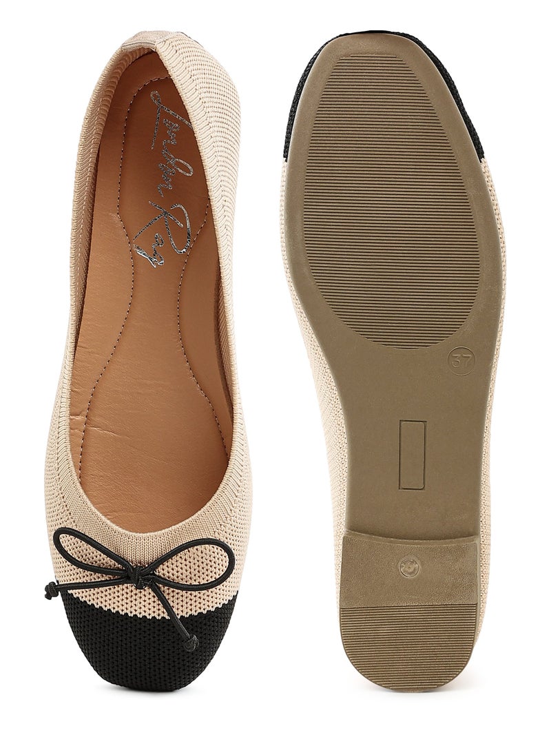 Two Tone Ballerinas in Beige and Black