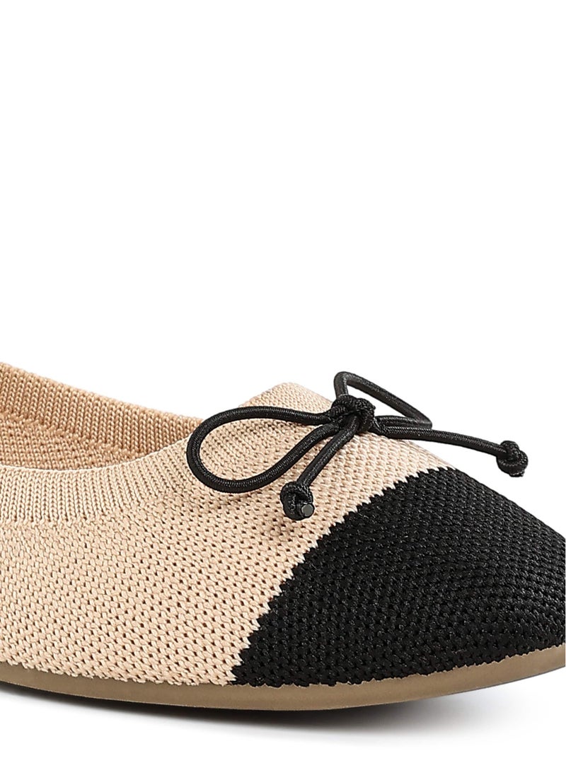 Two Tone Ballerinas in Beige and Black