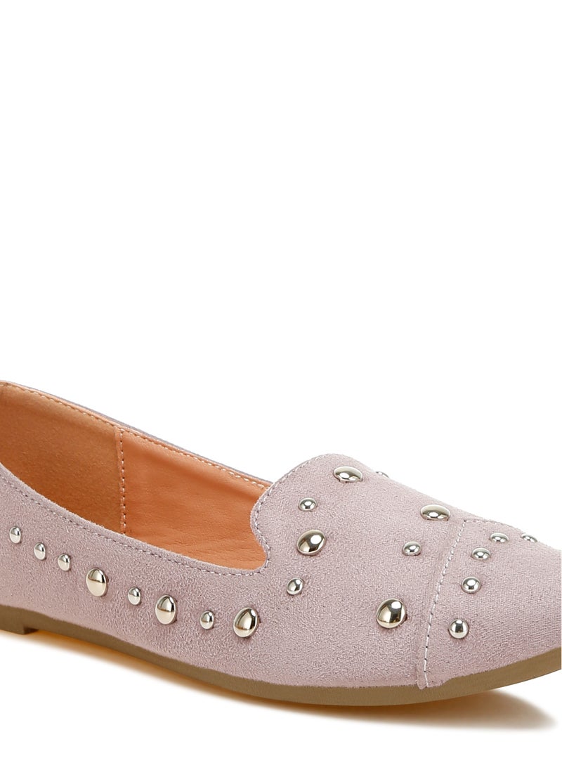 Stud Emebllished Ballet Flats in Lilac