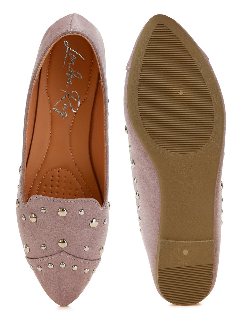 Stud Emebllished Ballet Flats in Lilac