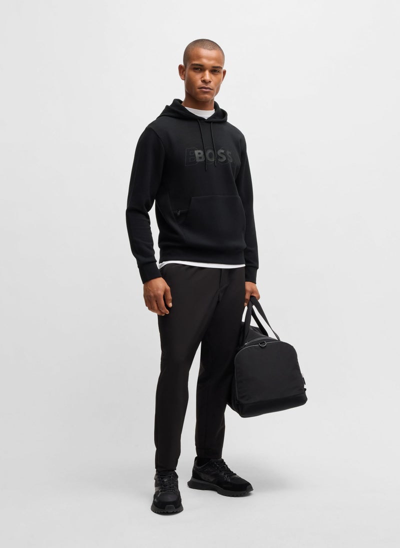 Stretch-cotton hoodie with layered logo