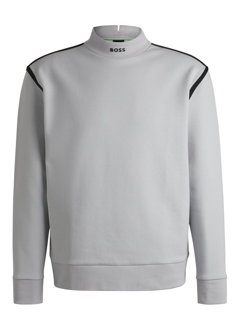 Cotton-blend sweatshirt with branded mock neckline