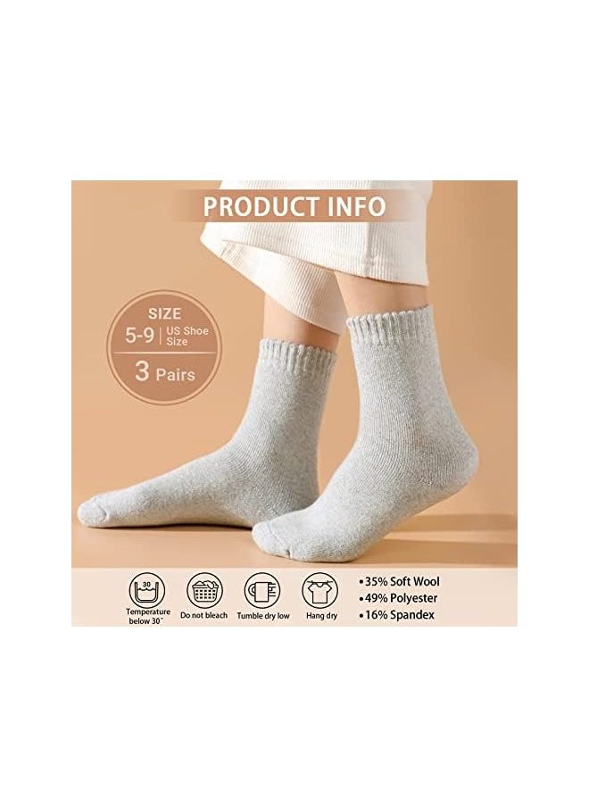 Wool Socks for Women, Moisture Wicking and Breathable Cozy Boot Socks, 3 Pairs Boots Socks Mens, Warm Socks Unisex Thick Warm Winter Knit Wool Socks