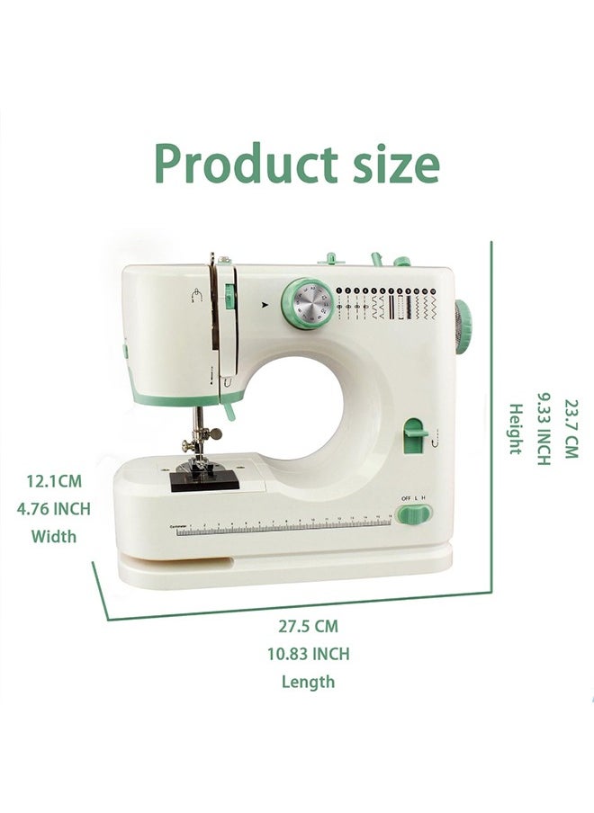 Sewing Machine for Beginners,Portable Sewing Machine with 12 Built-in Stitches,2 Speed(High-Low Speeds)-White Green