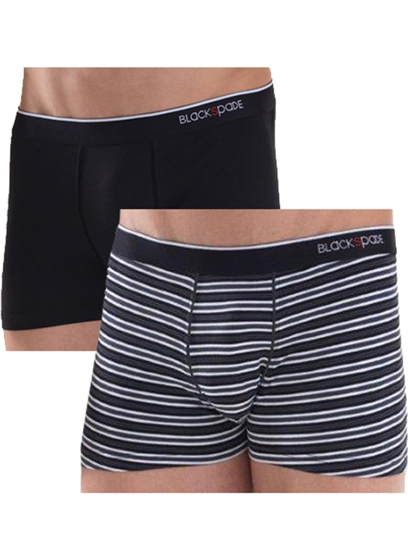 9551 Men's Stripes 2 Piece Black Boxer