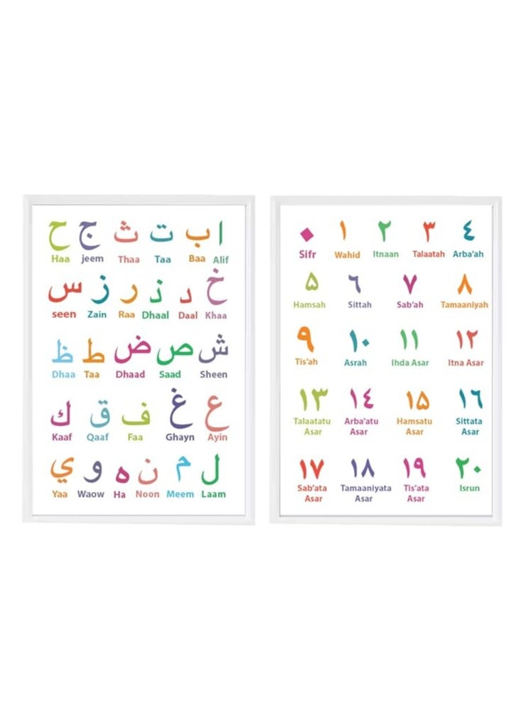 28 Arabic Alphabets Wall Art-Poster+Frame Included-Kids Room Decor For Learning Arabic Alphabets