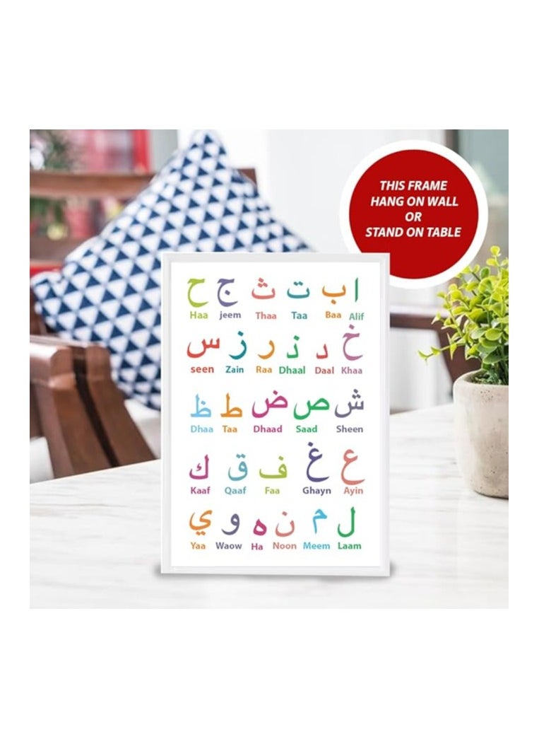 28 Arabic Alphabets Wall Art-Poster+Frame Included-Kids Room Decor For Learning Arabic Alphabets