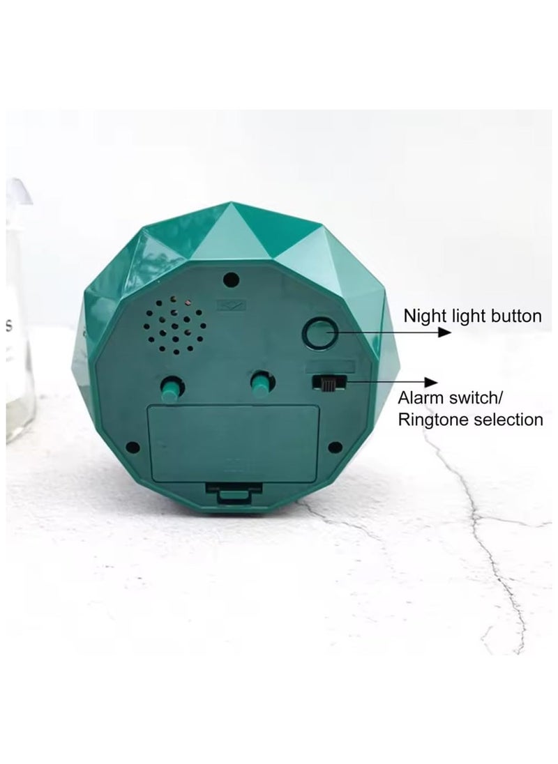 Alarm Clock LED Light, Silent Non-Ticking Quartz Analog Clock Diamond Cut Texture for Desk Table Bedrooms Bedside (Black)