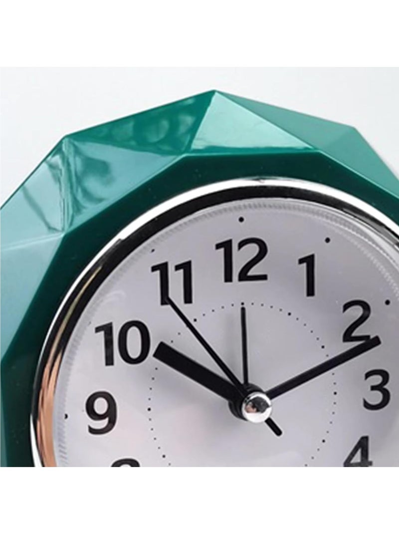 Alarm Clock LED Light, Silent Non-Ticking Quartz Analog Clock Diamond Cut Texture for Desk Table Bedrooms Bedside (Black)