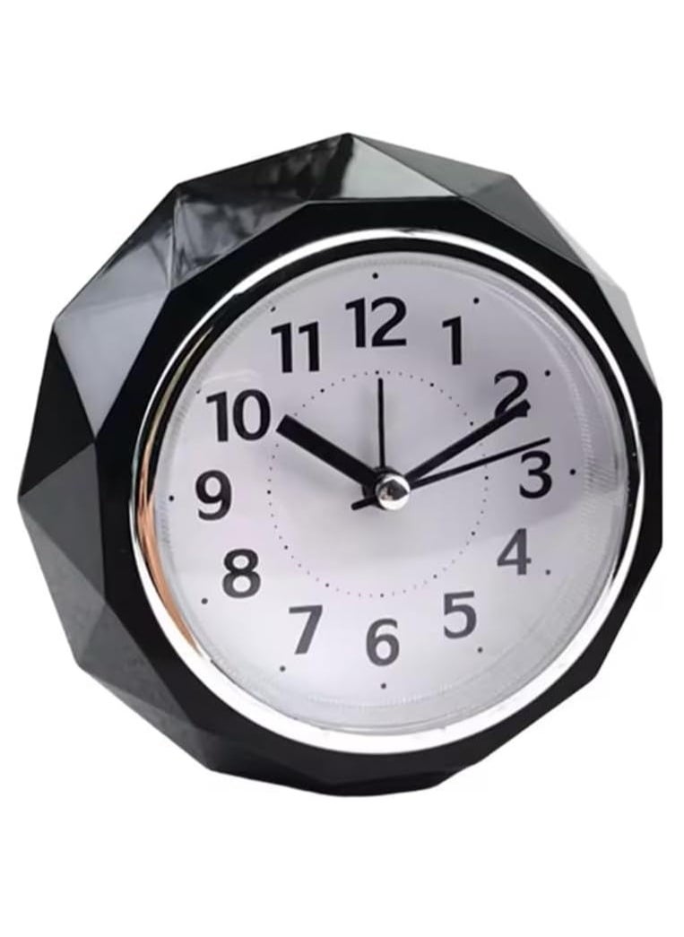 Alarm Clock LED Light, Silent Non-Ticking Quartz Analog Clock Diamond Cut Texture for Desk Table Bedrooms Bedside (Black)