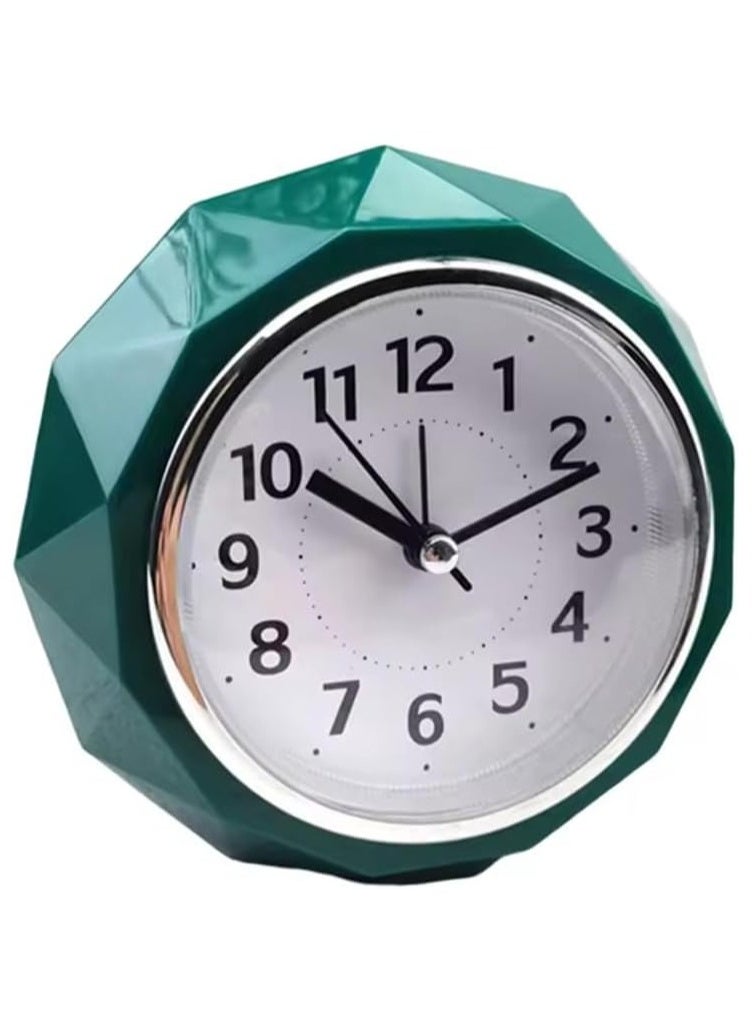 Alarm Clock LED Light, Silent Non-Ticking Quartz Analog Clock Diamond Cut Texture for Desk Table Bedrooms Bedside (Green)