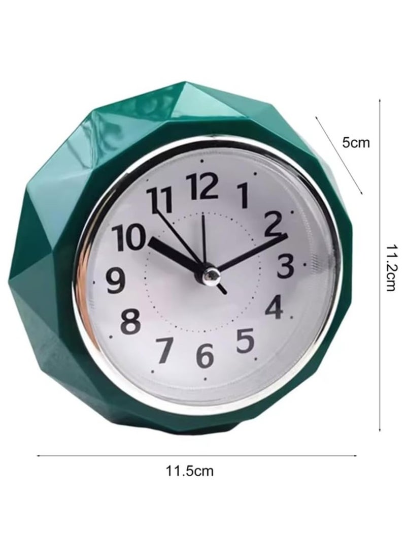 Alarm Clock LED Light, Silent Non-Ticking Quartz Analog Clock Diamond Cut Texture for Desk Table Bedrooms Bedside (Green)