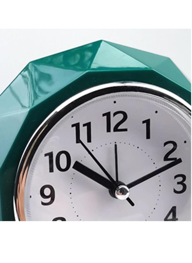 Alarm Clock LED Light, Silent Non-Ticking Quartz Analog Clock Diamond Cut Texture for Desk Table Bedrooms Bedside (Green)