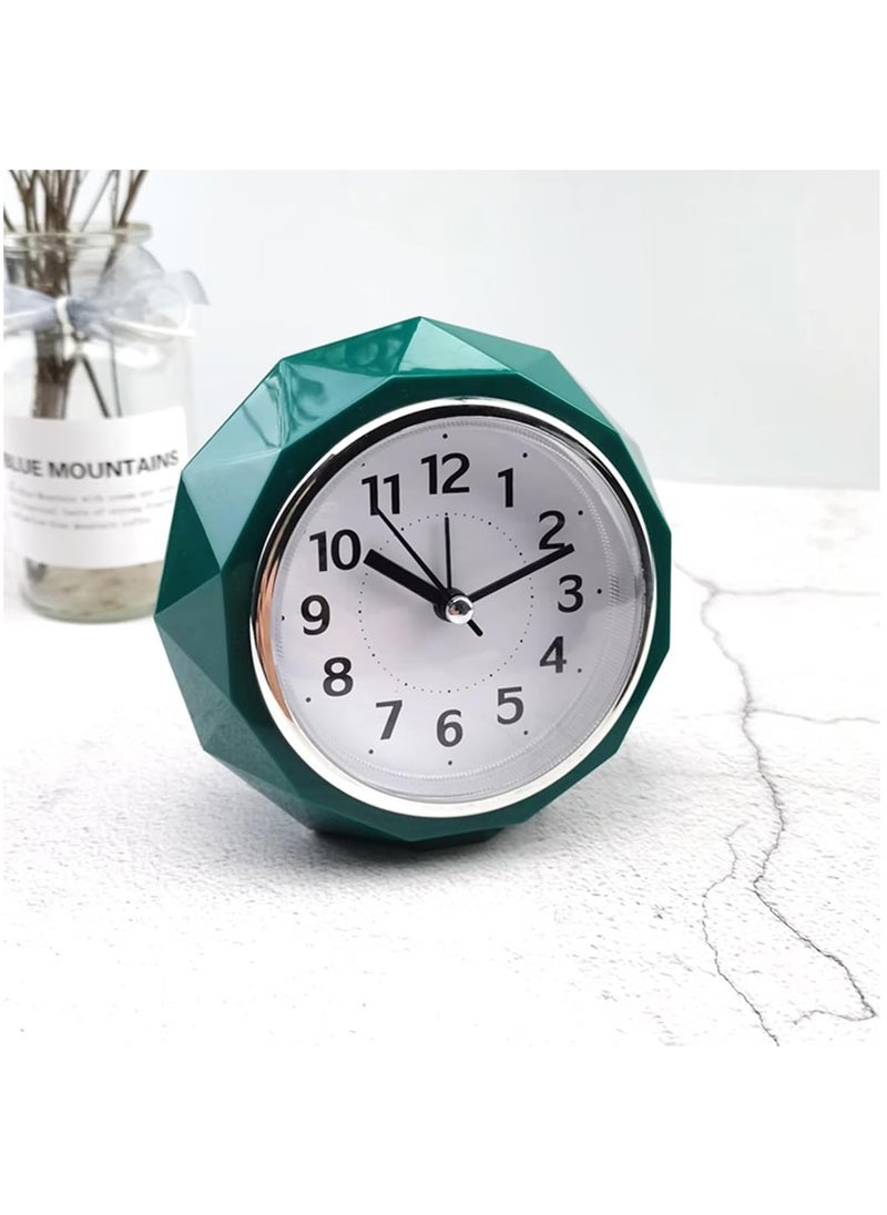 Alarm Clock LED Light, Silent Non-Ticking Quartz Analog Clock Diamond Cut Texture for Desk Table Bedrooms Bedside (Green)