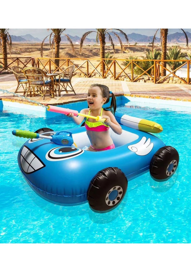 Car Shaped Baby Float Swimming Pool Toddler Floaties Inflatable Outdoor Swimming Ring Seat with Inflatable Canopy Shark Infant Pool Float With Water Gun