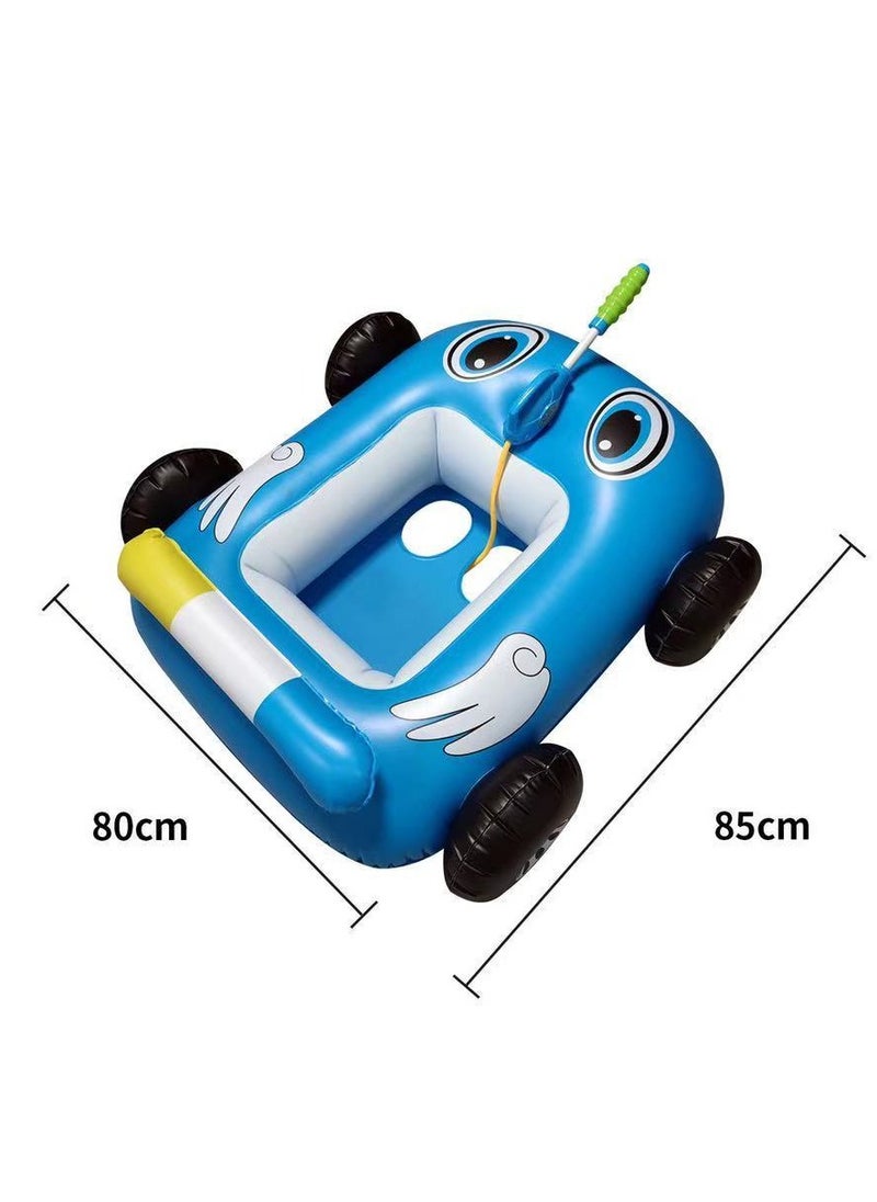 Car Shaped Baby Float Swimming Pool Toddler Floaties Inflatable Outdoor Swimming Ring Seat with Inflatable Canopy Shark Infant Pool Float With Water Gun