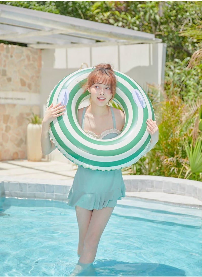 Lollipop Printed Green Swimming Ring Inflatable Pool Float Mermaid Floaties Air Sofa Floating Large Backrest Mesh Bottom Water Party Summer Beach