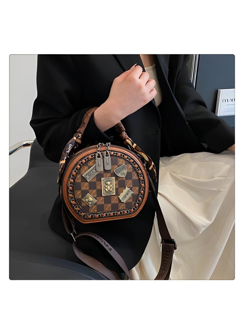 Women's Shoulder Bag Small Circular Crossbody Bags Small Tote Square Satchel Handbags Purse Fashion Handbag for Women