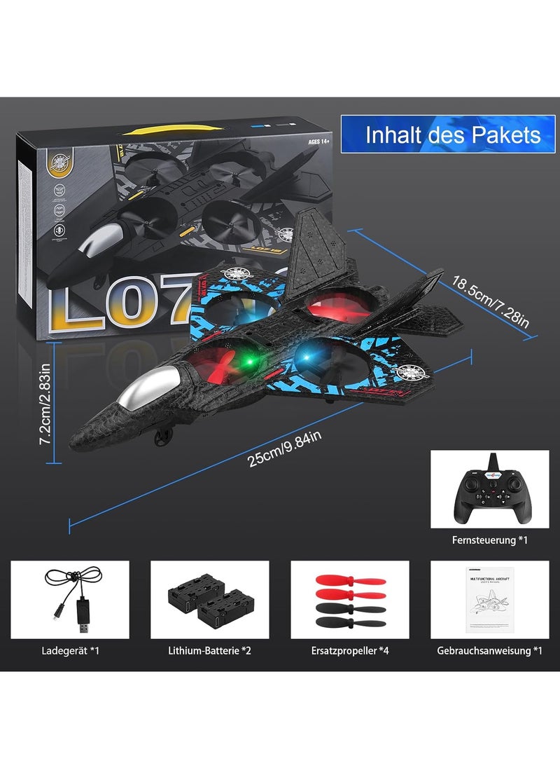 Henakmsl 2.4GHz RC Aeroplane L0712 Quadcopter Fighter Plane – Remote Controlled Aeroplane Toy with Colored Lights, USB Charging, RTF for Beginners, Kids & Adults