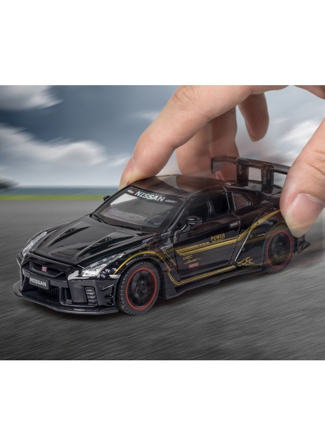 1:32 GTR R35 Car Model Toy, Diecast Zinc Alloy Pull Back Collectible Toy Car, Sound and Light Pull Back Model Sports Car for Kids Boy Girl Gift