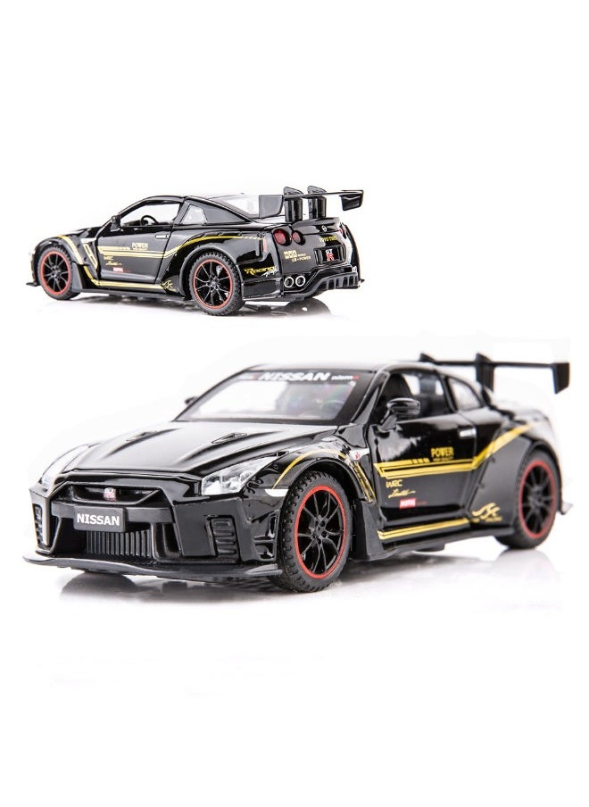 1:32 GTR R35 Car Model Toy, Diecast Zinc Alloy Pull Back Collectible Toy Car, Sound and Light Pull Back Model Sports Car for Kids Boy Girl Gift