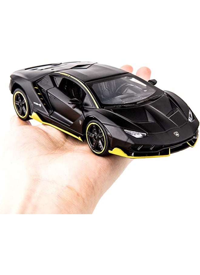 1:32 Lamborghini LP770 Car Model Toy, Zinc Alloy Pull Back Toy Car, Sound and Light Pull Back Model Car for Kids Boy Girl Gift, Black