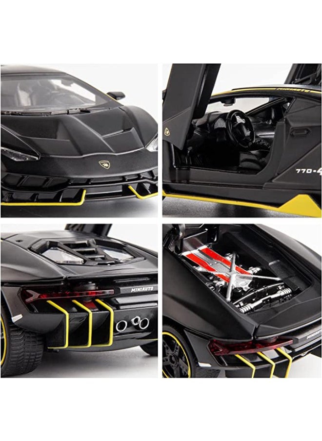 1:32 Lamborghini LP770 Car Model Toy, Zinc Alloy Pull Back Toy Car, Sound and Light Pull Back Model Car for Kids Boy Girl Gift, Black