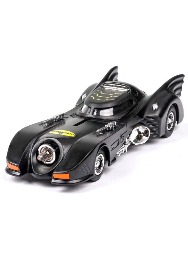 1989 Batmobile Model Toy, 1/38  Diecast Alloy Car Models for Vintage Bat Chariot Classic Car, with Light and Pull Back Model Car, Alloy Collectible Toy (Black)