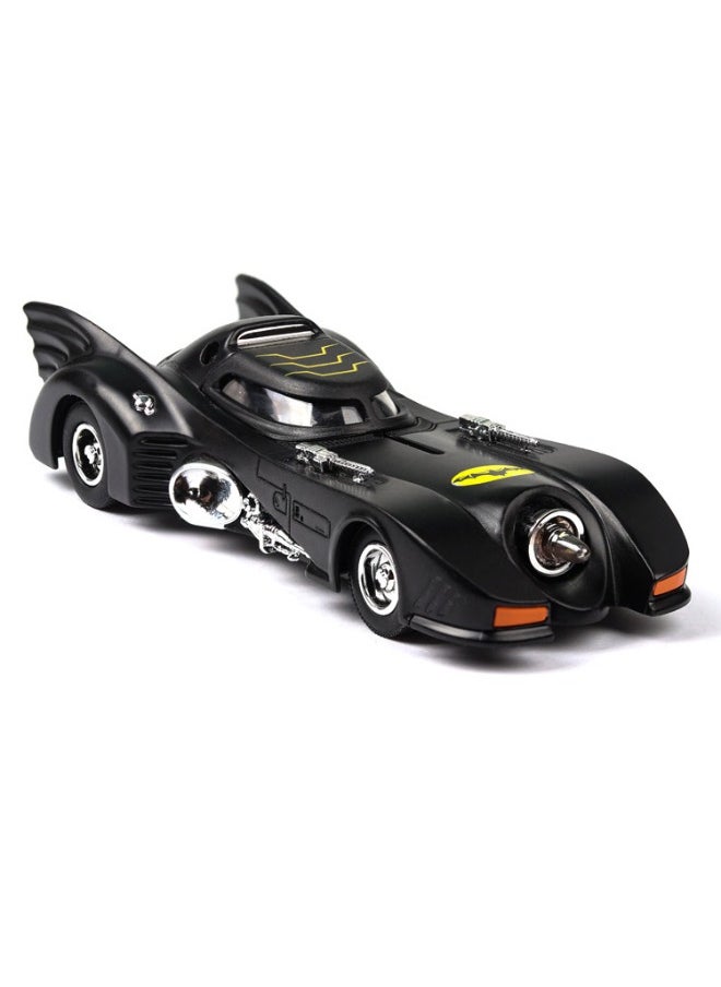 1989 Batmobile Model Toy, 1/38  Diecast Alloy Car Models for Vintage Bat Chariot Classic Car, with Light and Pull Back Model Car, Alloy Collectible Toy (Black)