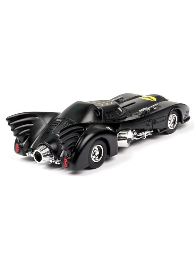 1989 Batmobile Model Toy, 1/38  Diecast Alloy Car Models for Vintage Bat Chariot Classic Car, with Light and Pull Back Model Car, Alloy Collectible Toy (Black)