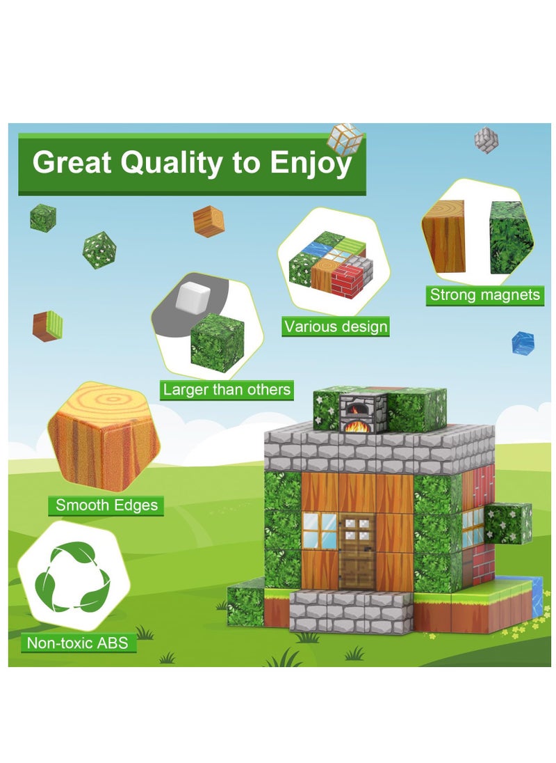 128pcs Mineral Tycoon square building block set children’s puzzle doll assembled game peripheral mini toys minecrafts magnetic cube intelligent magnetic building block set build a 3D mag-world