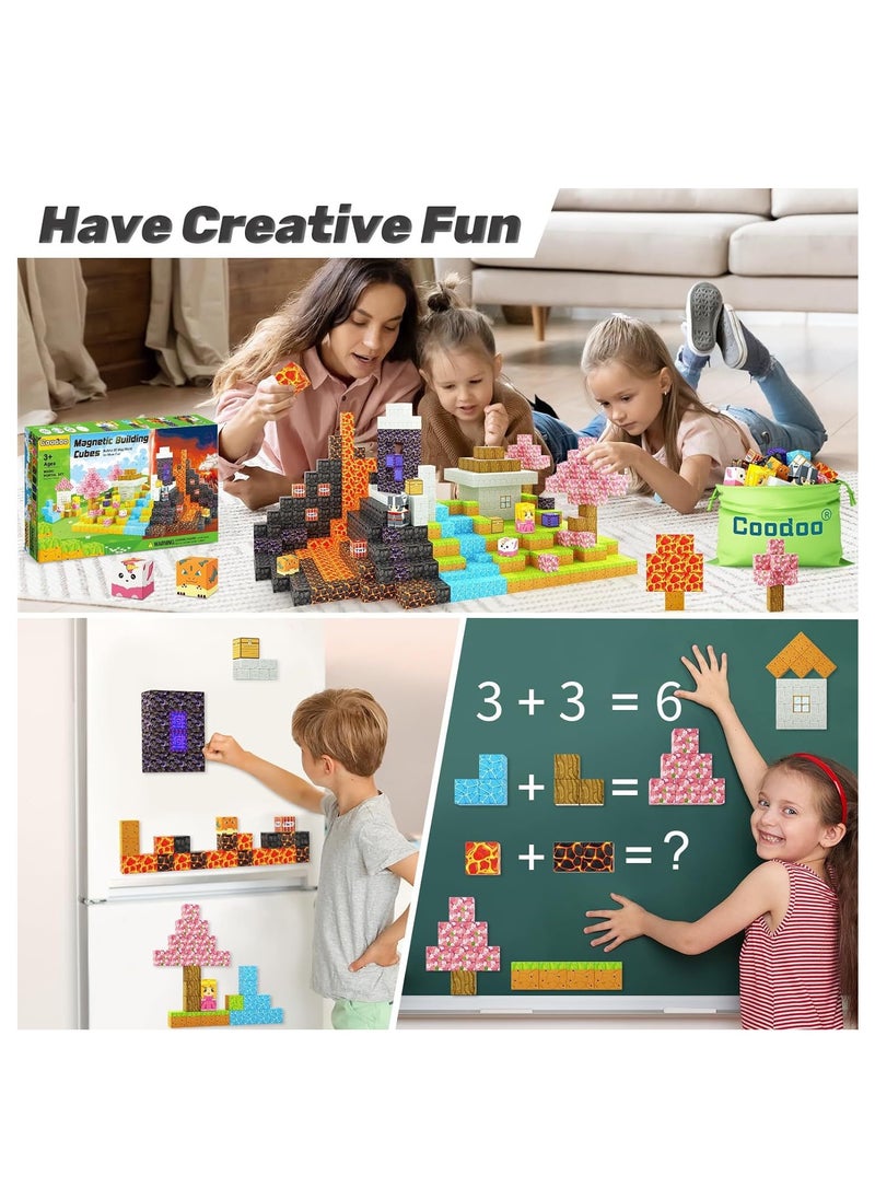 128pcs Mineral Tycoon square building block set children’s puzzle doll assembled game peripheral mini toys minecrafts magnetic cube intelligent magnetic building block set build a 3D mag-world