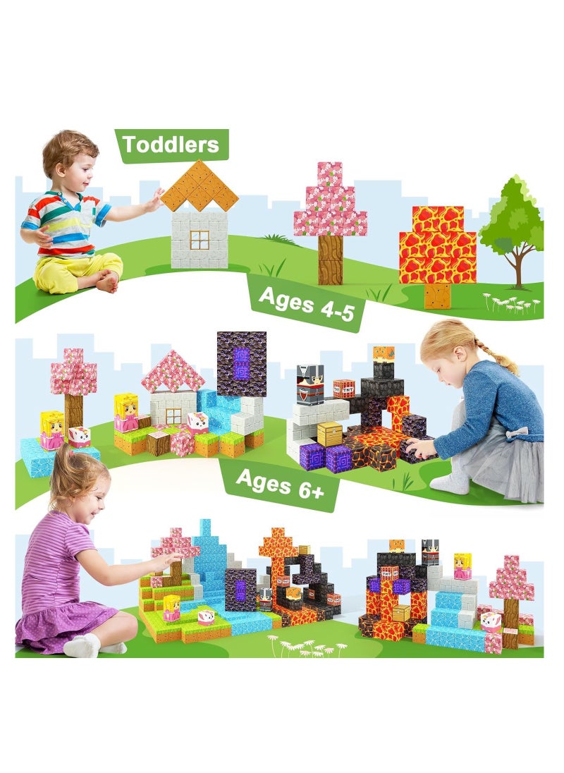 192pcs Village Chief’s home square building block set children’s puzzle doll assembled game peripheral mini toys minecrafts magnetic cube intelligent magnetic building block set build a 3D mag-world