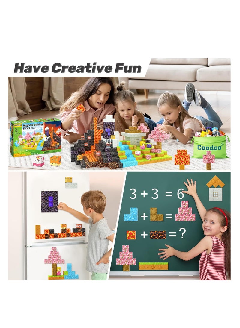 143pcs Mine Cave Adventure square building block set children’s puzzle doll assembled game peripheral mini toys minecrafts magnetic cube intelligent magnetic building block set build a 3D mag-world