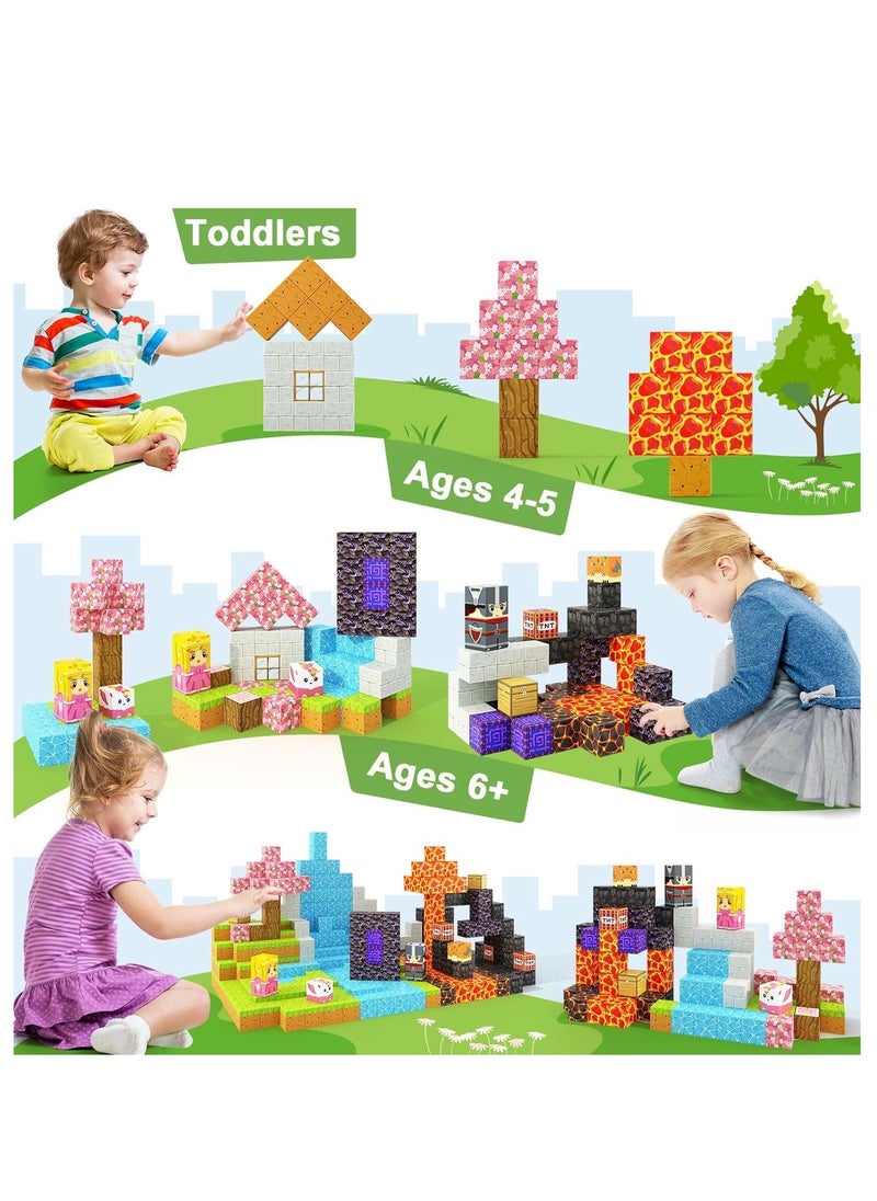 143pcs Mine Cave Adventure square building block set children’s puzzle doll assembled game peripheral mini toys minecrafts magnetic cube intelligent magnetic building block set build a 3D mag-world