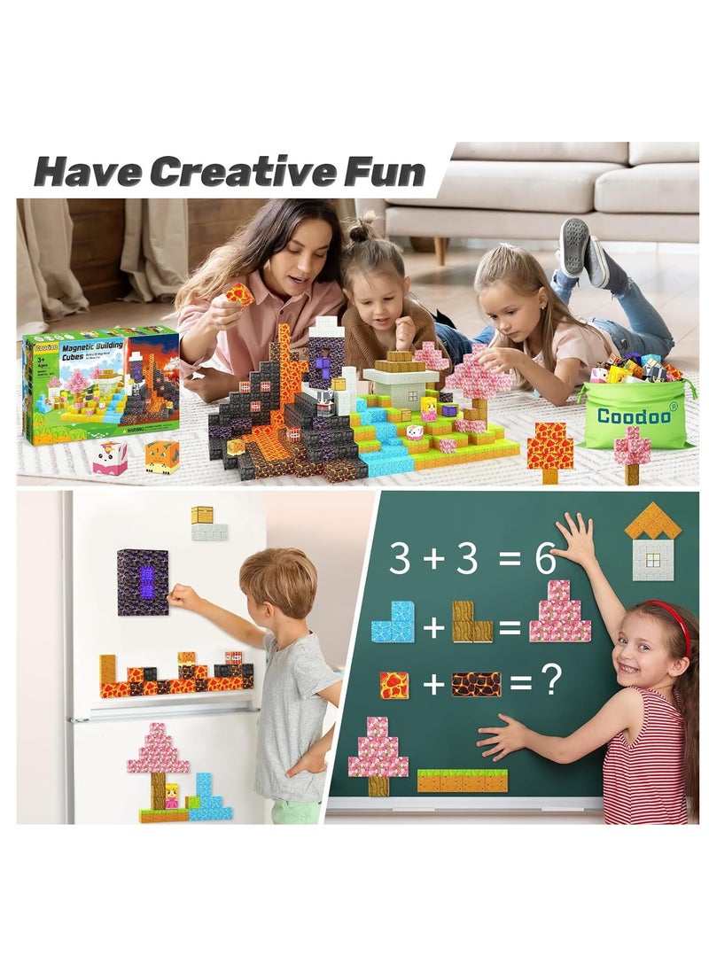 150pcs Snow Yard square building block set children’s puzzle doll assembled game peripheral mini toys minecrafts magnetic cube intelligent magnetic building block set build a 3D mag-world