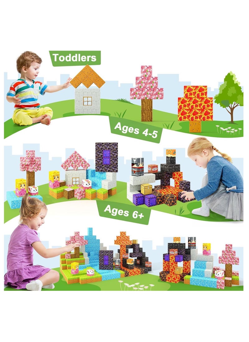 48pcs Amazon jungle square building block set children’s puzzle doll assembled game peripheral mini toys minecrafts magnetic cube intelligent magnetic building block set build a 3D mag-world