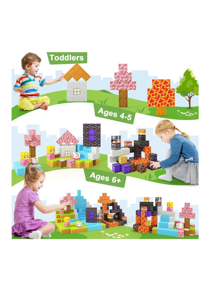 128pcs Gem shop square building block set children’s puzzle doll assembled game peripheral mini toys minecrafts magnetic cube intelligent magnetic building block set build a 3D mag-world